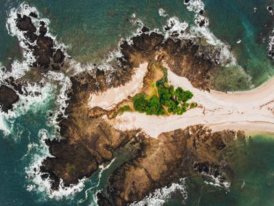 Image shows coastline around a peninsula